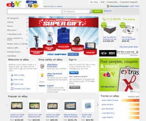 ebay-auction.net: eBay - New & used electronics, cars, apparel, collectibles, sporting goods & more at low prices
Buy and sell electronics, cars, clothing, apparel, collectibles, sporting goods, digital cameras, and everything else on eBay, the world's online marketplace. Sign up and begin to buy and sell - auction or buy it now - almost anything on eBay.com