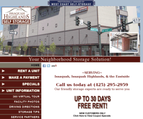 issaquahhighlandsself-storage.com: Issaquah Furniture Storage - Furniture Storage Issaquah
Issaquah Furniture Storage - Issaquah Highlands Self Storage specializes in Furniture Storage spaces offering
the best selection and services around. Servicing
the Issaquah area.