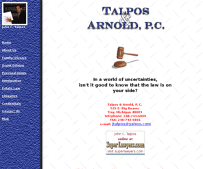 mich-dwi.com: Michigan Attorneys, Drunk Driving, Pesonal Injury Law
Talpos & Arnold, Michigan lawyers in Troy offer legal services for personal injury, divorce, and drunk driving defense (DUI; DWI; under the influence of alcohol, intoxication), Immigration, Estate law