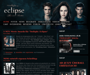 twilight-music.com: Twilight Soundtrack | Die offizielle Homepage
Die offizielle deutschsprachige Webseite zum Twilight Soundtrack. Hier findest du aktuelle News, Musik Videoclips, die Community mit Forum und mehr, die Biografie, CD Besprechungen und vieles mehr.