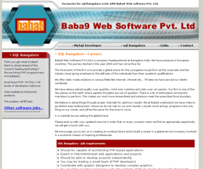 sql-bangalore.com: SQL Bangalore
Vacancies for sql Bangalore exist with Baba9 Web software Pvt. Ltd.