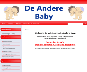 de-andere-baby.nl: Webshop De Andere Baby
De Andere Baby, de webshop voor u wasbare luiers en toebehoren. Tevens verkopen wij buitenspeelkleidng voor baby en peuter