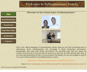 subramanians.net: Welcome to Subramanians Family
