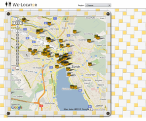 wc-locator.com: Wc-Locator
Find a decent toilet near you within seconds! C-Locator tracks public restrooms along with restaurant and bar toilets worldwide. Each toilet features a ranking on various factors ranging from hygiene to the availability of a changing table. Also, check out the fotos!