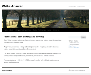 write-answer.com: The Write Answer - Yvonne Gordon, professional writing and editing service
Professional writing, editing and proofreading service