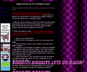 ip-glitter.com: IP-Glitter
Glitter text Generator for NASCAR Infield Parking Members.