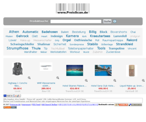 preis-scan.com: Preisscan - Produktsuche und Preisvergleich
PreisScan ist die Artikelsuche zum Preisvergleich von Produkten und Dienstleistungen im Internet. Hier finden Sie die beste Produkte und Preise in nur wenigen Sekunden.