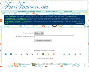 freefavicon.net: Free Favicon - Generate your free favicon ico from a picture
Generate a free favicon for your website from an image.