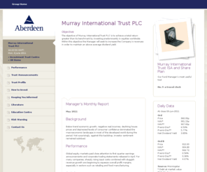 murray-intl.info: Murray International Investment Trust - Aberdeen Asset Management - Murray International Trust PLC
An independent trust offering quarterly income from an internationally diversified portfolio. Visit our website and download a brochure.