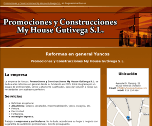 myhousegutivega.com: Reformas en general Yuncos. Promociones y Construcciones My House Gutivega S.L.
Todo lo que necesite para su hogar o negocio: reformas en general, trabajos de albañilería, fontanería, pintura, etc. Móvil: 626 234 986.