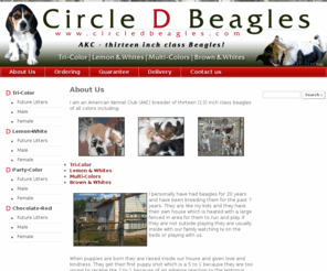 circledbeagles.com: Circle D Beagles - Willis, Texas, Huntsville, Texas, Conroe, Texas, Montgomery County Texas, Walker County, Texas | About Us -
We are an american kennel club breeder (AKC) of 13