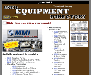 ued-ed.com: UED-ed April 2011, Used Equipment Directory
Used Equipment Directory (email delivery)  
lists used equipment available for purchase