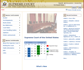 danosher.com: Supreme Court of the United State Home
supremecourtus.gov is the official web site for the Supreme Court of the United States. This site is a source for information about the Supreme Court Cases, Oral Arguments, Opinions, Orders, Dockets, Supreme Court history, visiting information.