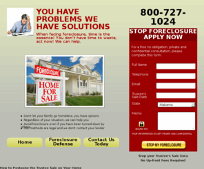 postponeit.net: Foreclosure Defense Services 800-727-1024 No Upfront Fees | 
Trustee Sale | Postpone Foreclosure
Do you want to save your home? Contact our foreclosure defense legal team at 1-800-727-1024, No upfront fees reqd to postpone your foreclosure or trustee sale.