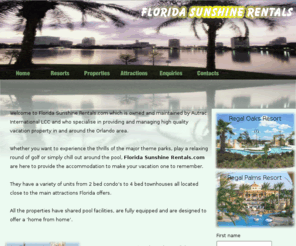 florida-sunshine-rentals.com: Home
Orlando vacation rental inventory including homes, condos and townhouses for rent in Orlando and the Disney World area.