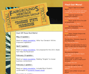 fairgroundsheritage.com: Fairgrounds Heritage Preservation Group
Information on saving and preserving the Tennessee State Fairgrounds