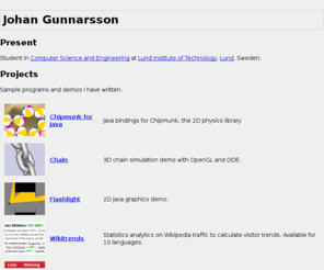 johang.se: Johan Gunnarsson
Personal homepage of Johan Gunnarsson