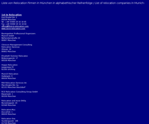 relocatorsinmunich.com: Relocation in Munich
List of Relocation companies in Munich