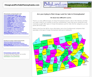 cheaplandforsalepennsylvania.com: Find Cheap Pennsylvania Land for Sale | Are you looking for Cheap Pennsylvania Land for Sale?
Find Cheap Pennsylvania Land for Sale! We have lots of cheap Pennsylvania Land to choose from! Hunting Land, Farm Land, Ranch Land, Rural Land, Vacant Land, County Land, and more!