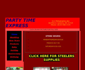 partytimeexpress.com: PARTY TIME EXPRESS Party Supplies, decorations, wedding supplies, Northern Cambria Pa 814-948-7370
party supplies in Northern Cambria Pa.