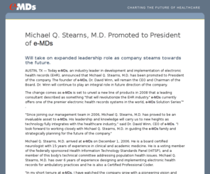 michaelqstearns-06.com: Michael Q. Stearns, M.D. Promoted to President
Michael Q. Stearns, M.D. Promoted to President