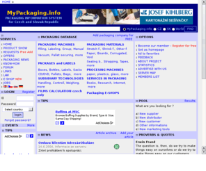 mypackaging.info: Dodavatelé OBALY a BALICÍ STROJE na ADRESÁŘ OBALÁŘE.cz vše o obalech a balení
Obaly, obal, balicí, Adresář obal áře.cz je profesionální informační server oboru obaly a obalová technika v ČR a SK. Obsahuje adresář firem, technologické informace, vyhledávání, články, burzu práce, nabídky a poptávky firem. Registrace   poptávky   nabídky   vkládání firemních článků = služby zdarma, pro všechny.