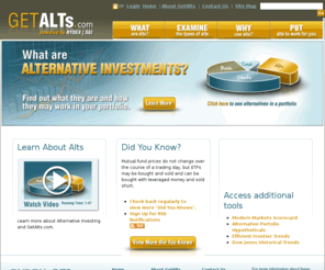 getalts.com: Alternative Investments Education for Mutual Funds | GetAlts.com | Rydex | SGI
GetAlts.com is the premier provider of Alternative Investments education for individual investors and financial professionals