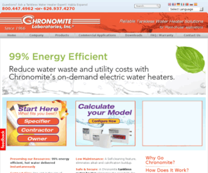 auxiliaryelectricheater.com: Tankless Water Heaters | Chronomite
Chronomite Laboratories is a manufacturer of Tankless Electric Water Heaters (Digital Microprocessor technology). Our products include Instant-Flow SR, Instant-Flow Micro and Instant-Temp.