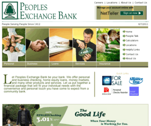 pebank.com: Peoples Exchange Bank
Banking with Peoples Exchange Bank is convenient, and always with a high level of friendly and courteous service. 