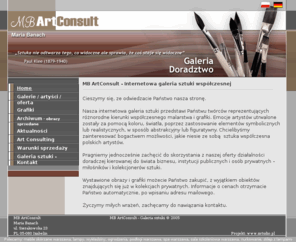 artconsult.pl: Galerie / artyści / oferta - MB-ArtConsult - Galeria sztuki, obrazy, malarstwo,
sztuka współczesna
MB ArtConsult to internetowa galeria sztuki:. sztuka współczesna, obrazy, malarstwo