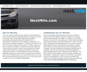 extendedwarrantynextmile.net: NextMile.com - Used Vehicle Extended Warranties
NextMile.com - Used Vehicle Extended Warranties - Get helpful tips on new & used vehicle warranties.