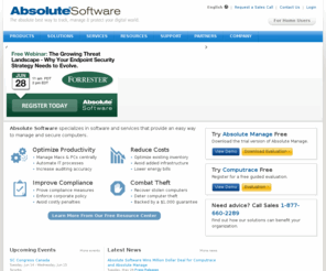 computerrecoveryinc.com: Absolute Software | The absolute best way to track, manage and protect your digital world.
Absolute Software specializes in software and services that provide an easy way to manage and secure computers. 