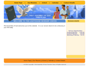 thorntonag.org: First Assembly Of God, Thornton, Texas
Religious website
