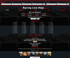 rlhelp.com: Racing Live Help - Add Your Crew Code - Racing Live Codes - Donate
Racing Live Help for iPhone Storm8 Crew Codes Car Parts City Street Jobs and more