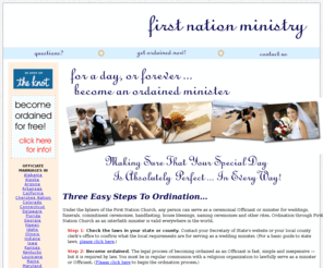 ordainedministers.org: Become Ordained Today - Free Wedding Minister License
Become a legally ordained minister and officiant for weddings, funerals and other rites through the American Council of Wedding Officiants.