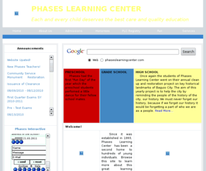 phaseslearningcenter.com: Official Website of Phases Learning Center, Baguio City, Philippines
Official Site of Phases Learning Center - Every Child Deserves the Best Care and Quality Education.          /> 
        <FCK:meta name=