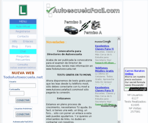 autoescuelafacil.com: AutoescuelaFacil.com
AutoescuelaFacil.com - Tu autoescuela online con los ultimos tests de trafico DGT.Test de conducir gratis en español, tests de examen de autoescuela tipo B,A y LCC. Una autoescuela muy facil