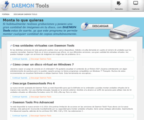 daemontools.es: Descargar Daemons Tools ISO
Ahora con Daemons tools, podrás montar imágenes ISO, así como también visualizar el contenido de archivos NRG, CDI, BIN. Descarga Daemon Tools de daemontools.es.