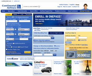 continentlal.com: Continental Airlines - Airline Tickets, Vacations Packages, Travel Deals, and Company Information on continental.com
Continental Airline Ticket Reservation, Find all current Continental flight information online, check flight status or book an online airline ticket reservation.