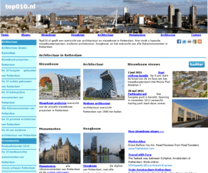 top010.nl: Top010 Rotterdam
Welkom bij De010vanRotterdam, de site die informatie over Rotterdam heeft in handige top 10 lijstjes. De top 10 van hoogste, oudste, indrukwekkendste, bekendste, succesvolste, belangrijkste, mooiste, grootste en het beste van Rotterdam.