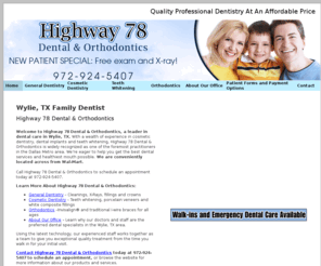 findadentistinwylie.com: Family Dentist Wylie, TX Highway 78 Dental & Orthodontics
Highway 78 Dental & Orthodontics a leader in dental care in Wylie, TX call 972-924-5407. Walk-ins and emergency dental care available