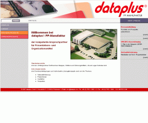 dataplus.de: dataplus | PP Manufaktur | Pfullendorf
Dataplus ® konzentriert sich auf Präsentations- und Organisationsmittel aus PP (Polypropylen) und hat eine führende Position auf dem Deutschen Markt.