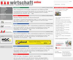 schweizerbauwirtschaft.ch: Startseite | Schweizer Bauwirtschaft
Offizielles Organ des Schweizerischen Baumeisterverbandes und seiner Fachgruppen