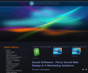 soundsoftware.ca: Sound Software - Parry Sound Web Design & E-Marketing Solutions
Website Hosting, Hosting, Graphic and Web Design in Parry Sound, ON. Web Mail, Content Management System, Forum, Photo Gallery and Shopping Cart.