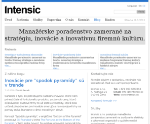 intensic.sk: Intensic s.r.o. - manažérske poradenstvo - stratégia, inovácie, firemná kultúra
Manažérske poradenstvo zamerané na oblasť stratégie, inovácií a inovatívnej firemnej kultúry.