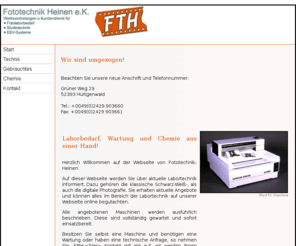 labordienst.net: Fototechnik Heinen e.K.: Fototechnik Heinen | Maschinen, Wartung, Chemie, EBV, Studio | Laborpartner und Chemiekalien von Spur, Tetenal und FTH | Filme und Papiere
Fototechnik Heinen e.K. Laborbedarf online.