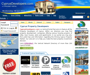 recruitmentexperts.com: Cyprus Property Developers
Cyprus Property For Sale by Cyprus Developers. Use Cyprus Property Developers to find Villas, Houses, Apartments, flats, land, commercial property and offices to Buy or Rent