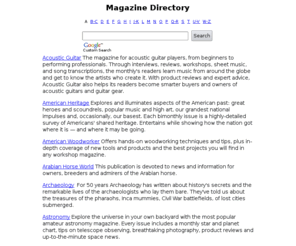 magazine-directory.com: Magazine Directory - Magazines Online
Information about magazines and links to their websites.