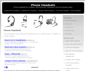 phoneheadsets.org: Phone Headsets - Bluetooth, Wireless, Cordless, Corded
Phone headsets come in bluetooth wireless form for a cordless option, in addition to corded varieties.