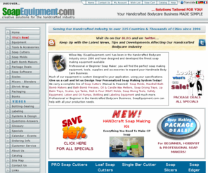 soaplabeling.com: SoapEquipment.com | Soap Making | Soap Making Tools | Soap Cutters | Soap Molds | Custom Designs
SoapEquipment.com handles a complete line of soap making supplies and soapmaking products including soap cutters, soap molds, bath bomb makers, soap stamps, soap drying trays, oil / wax melters (heaters), complete soap making systems and more for all of your soap and candle making needs!